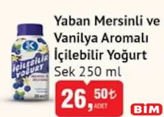 SEK YABAN MERSİNLİ VE VANİLYA AROMALI İÇİLEBİLİR YOĞURT 250 ML